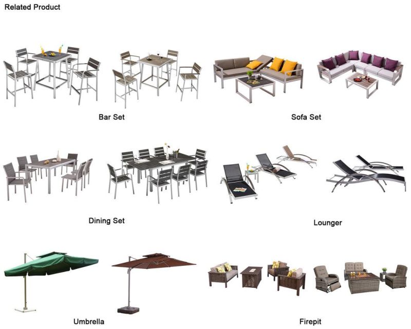 High Quality Aluminum Polywood Fabrication Modern Dining Table and Chair Outdoor Garden Patio Swimming Pool Furniture