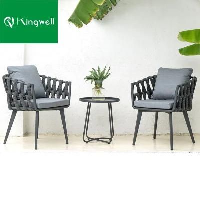 Nordic Modern Marble Wood Table Rope Chair Combination Terrace Dinning Balcony Set for Hotel