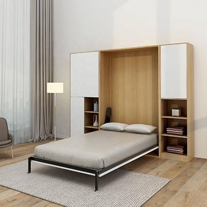 Nova Made in China Modern Apartment Space Saving Wall Bed with Storage Cabinet Solid Wood Furniture
