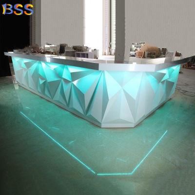 Custom Commercial Nightclub Restaurant LED White Marble Modern Bar Counter