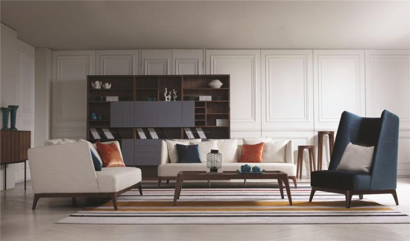 Zhida High-End Home Furniture Modern Style Italian Design Villa Living Room Furniture Couch 1+2+3 Solid Wood Leg Fabric Sofa