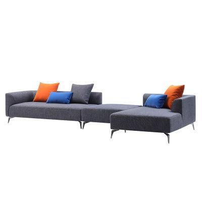 Living Room Furniture Modern Simple Fashion Design Sectional Gray Fabric Sofa with Metal Leg