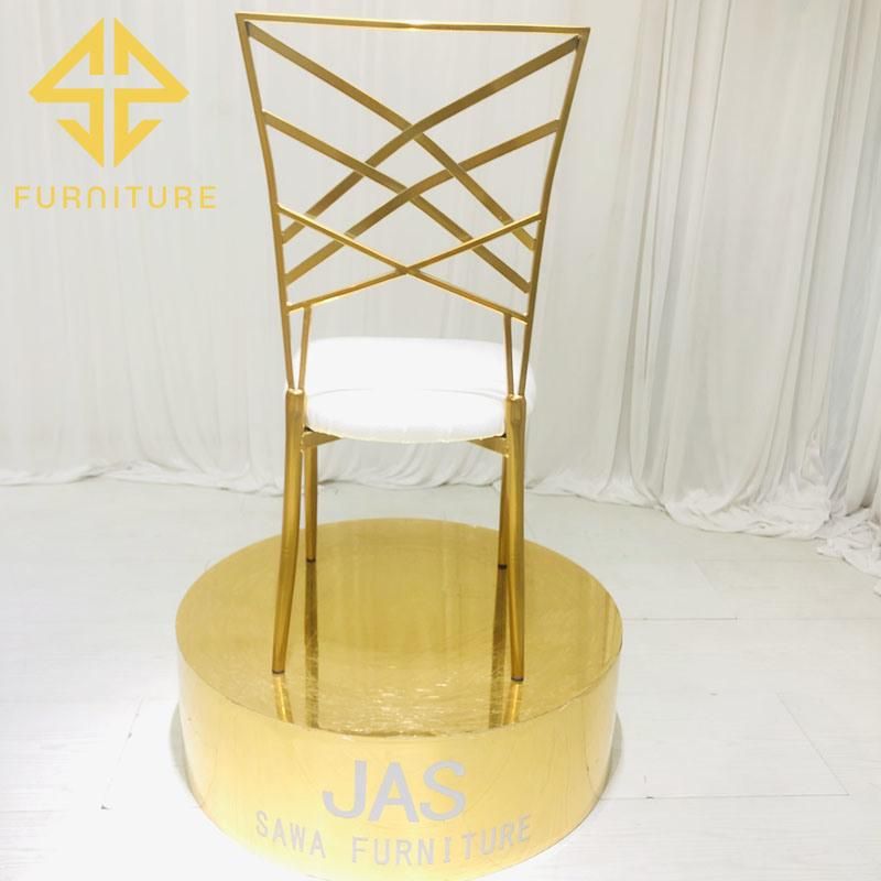 Chinafurniture Modern Design Stainless Steel White Sponge Seat High Dining Chair for Wedding Banquet