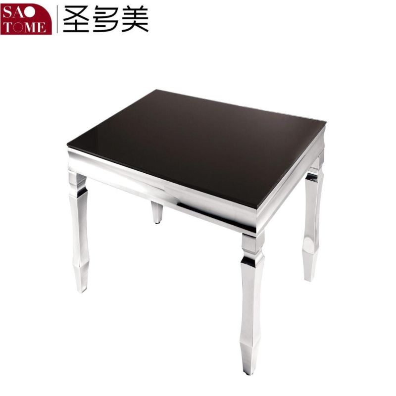 Black Coffee Table with Tempered Glass Table Top