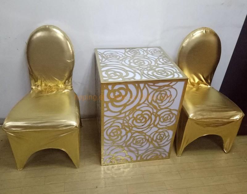 Cheap Soft PU Leather Cover Chairs Gold Wedding LED Cake Table Box Banquet Chiavari Dining Chair