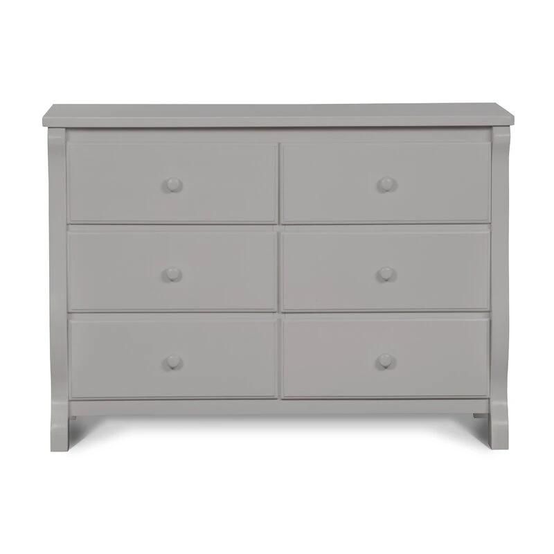 Classic Furniture Coffee Table Wooden Cabinet Grey 6 Drawer Double Dresser Sideboard for Bedroom