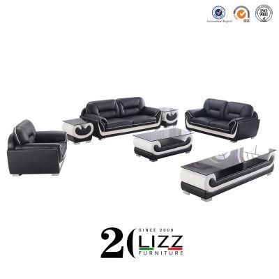 Modern European Office Furniture Black Leather Sofa Set