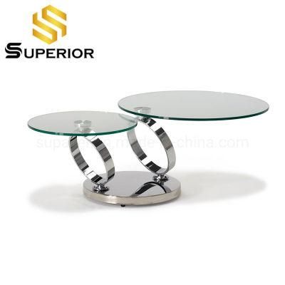 Hotel Modern Silver Tempering Glass Top Coffee Table