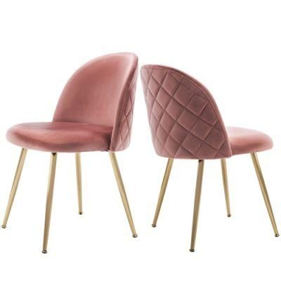 Nordic Modern Luxury Cafe Soft Velvet Gold Metal Legs Chairs Hotel