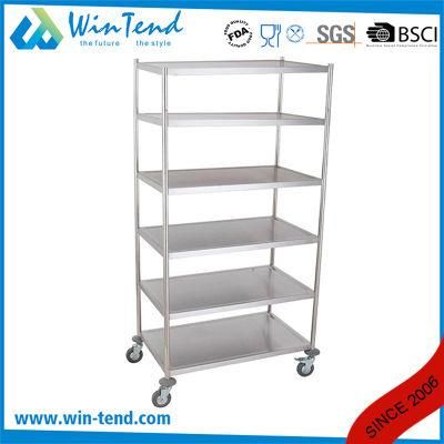 Manufactory Big 6 Tiers Round Tube Designs Kitchen Storage Shelves Trolley with Good Price