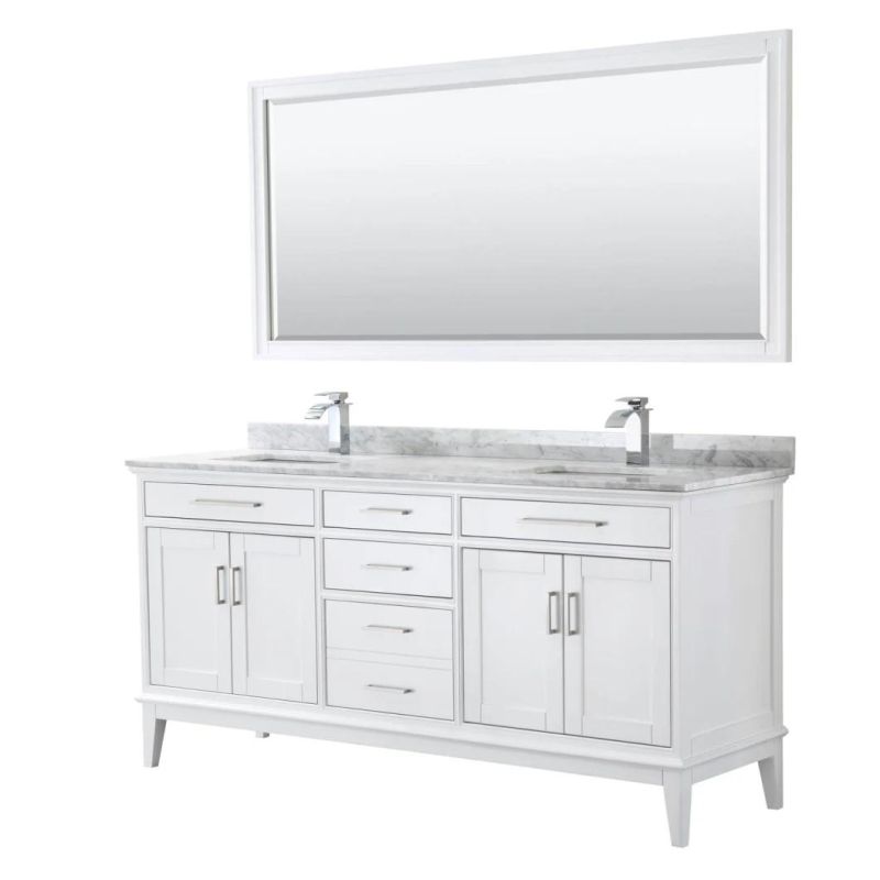 China Factory Wholesale Modrern Light Luxury 72" Double Bathroom Vanity-White