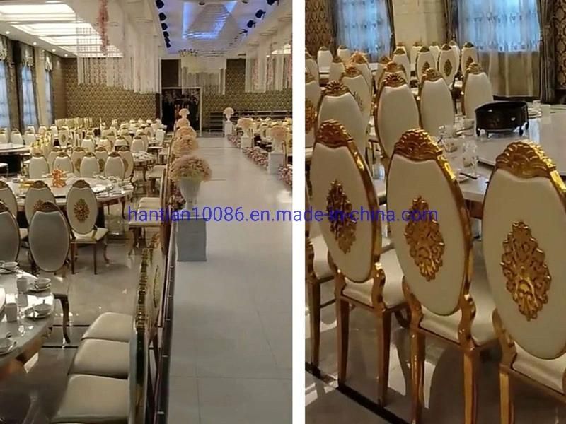 Stainless Steel Table with Chairs Set Hotel Table with Marble PU Leather Chair