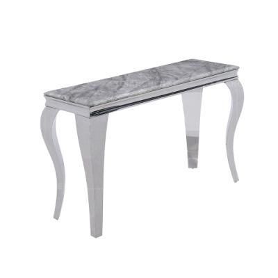 Modern Stainless Steel Home Furniture Console Table with Tempered Glass