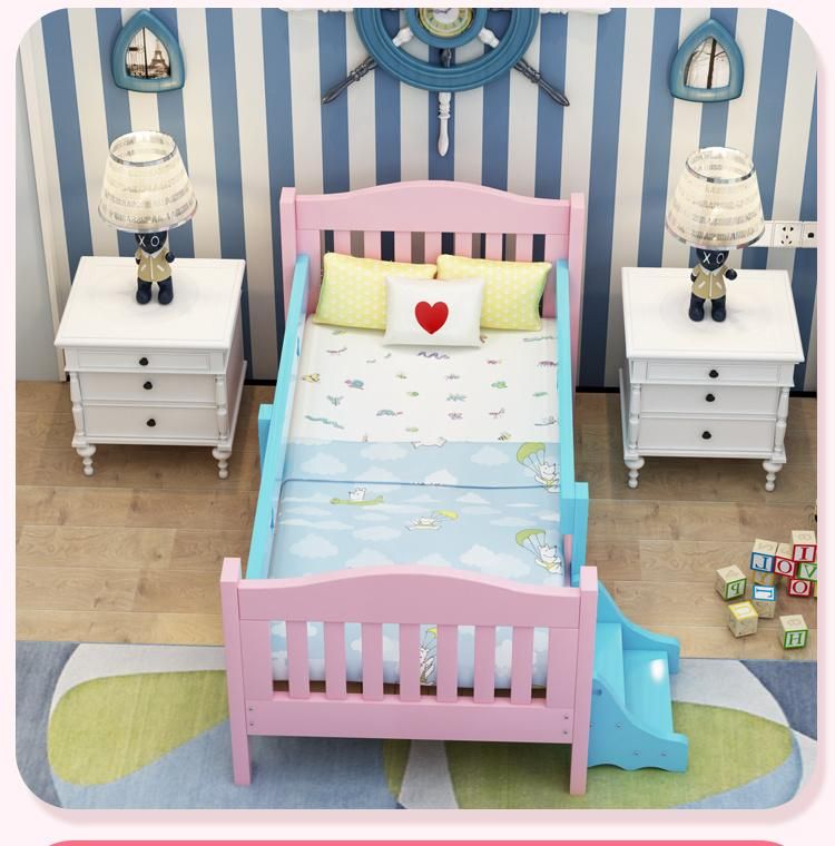 Wooden Bed Children′s Bed with Guardrail Safety Widening Baby Bed