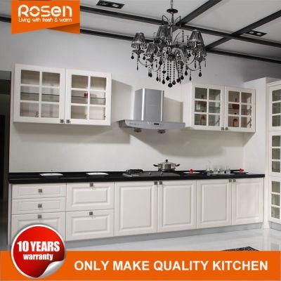 Modern Custom Modular Creamy White Shaker PVC Finish Kitchen Cabinet