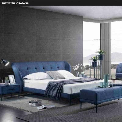 Top Seller Bedroom Bed Blue Leather Beds King Bed with Classic Headboard Gc1818