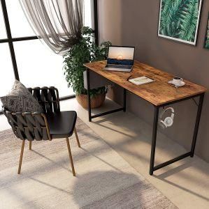 Modern Minimalist Black Metal Frame Rural Brown Study Modern Minimalist Style 32-Inch Home Office Writing Small Desk Computer Desk Desktop