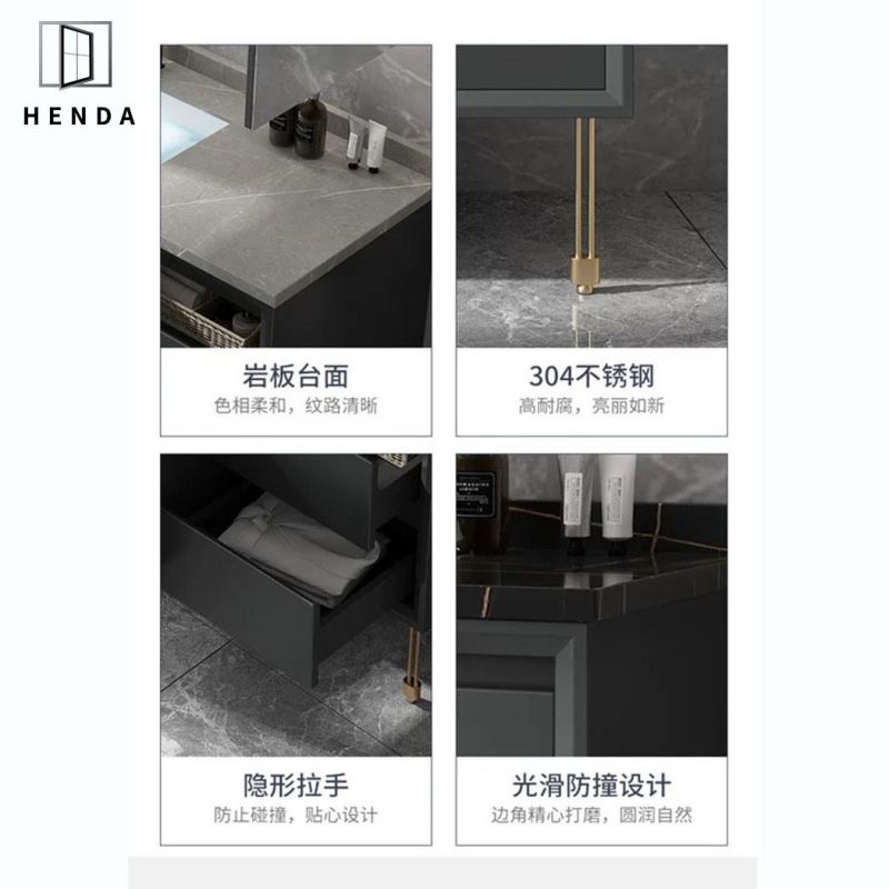 Modern Style Customized Sizes Wash Cabinet Solid Wood LED Mirror Bathroom Cabinet