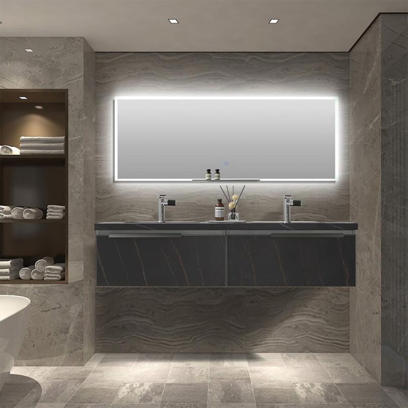 24" Gray Modern Floating Bathroom Vanity Single Ceramic Sink with Drawers