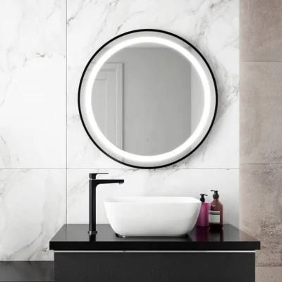 Wall Mounted Black Aluminum Frame LED Bathroom Smart Mirror China Supplier