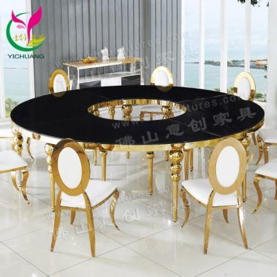Hyc-St40 Foshan Furniture Stainless Steel Round Table and Dining Chair for Sale