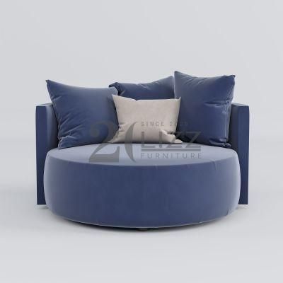 Adorable Contemporary Deign European Living Room Furniture Round Seat Ladle Velvet Fabric Sofa Chair