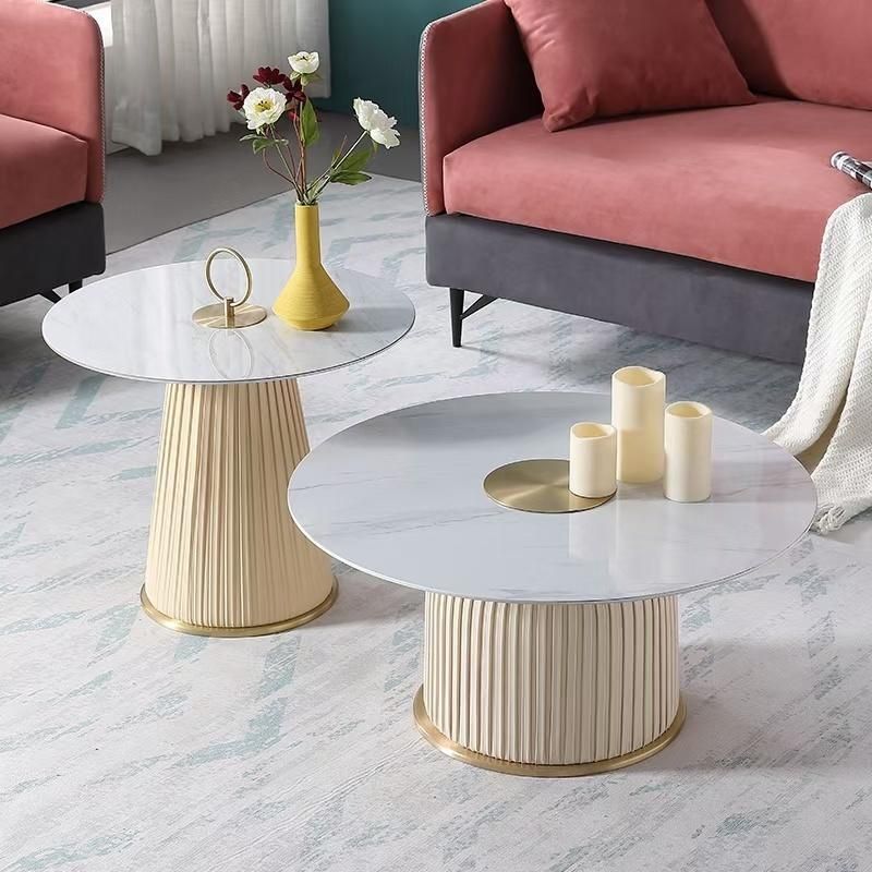 Luxury Minimalist Centre End Table Living Room Furniture Modern Metal Mirrored Stainless Steel Rectangle Marble Coffee Tables