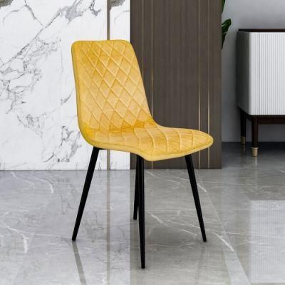 Factory Sales Dining Room Furniture Metal Legs Modern Velvet Fabric Dining Chair
