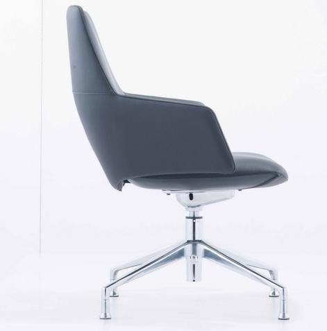 Modern Medium Back Ergonomic Revolving Leather Upholstery Office Meeting Chair