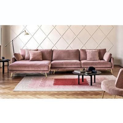 Zhida New Item China Foshan Home Furniture Manufacturer Modern Living Room 2 3 Seater L Shape Fabric Velvet Sectional Corner Sofa