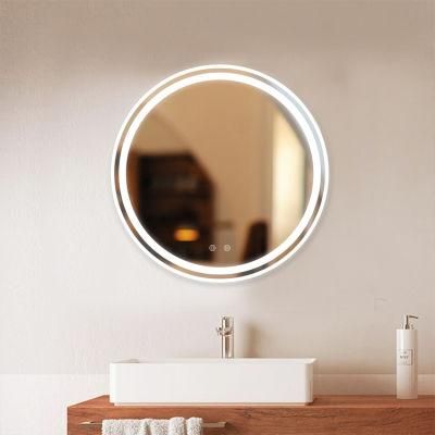 Round Shape Wall Mounted LED Lighted Touch Screen Bathroom Mirror