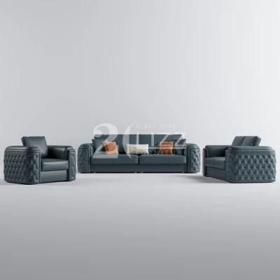 Unique Contemporary Stylish Home Hotel Furniture Set Wooden Feet European Genuine Leather Sofa