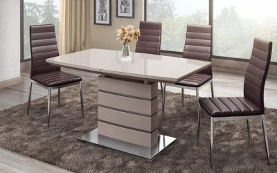 Home Livinig Room Furniture MDF Extendable Top MDF Highlight Painting Leg Modern Dining Table Set