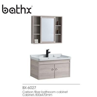 Bathroom Design Sanitary Ware High Waterproof Modern Bathroom Vanity Carbon Fiber Cabinets with Ceramic Wash Basin