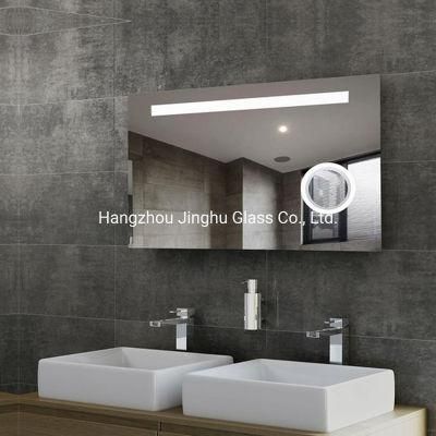 Round Rectangle Magnify LED Bathroom Lighted Mirror with Touch Sensor Demister