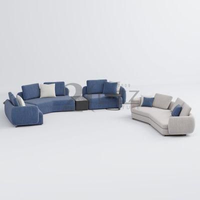 Chinese Modern Design Home Furniture Set Sectional Living Room White Linen Fabric L Shape Sofa