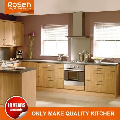 High Glossy Light Color Teak Wood Veneer Kitchen Cabinet Furniture