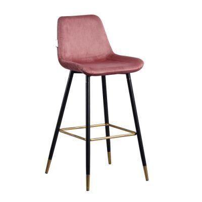 Office Furniture Fabric Velvet Seat Custom Modern Style Coffee Restaurant Stool Bar Chair