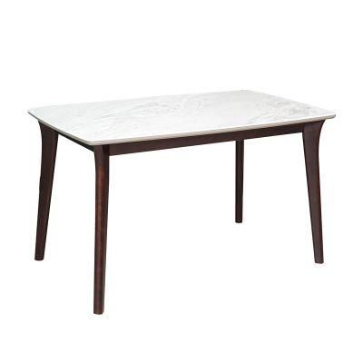 Modern Furniture Contemporary Ceramic Designs Sintered Stone Top Dining Dinner Table with Wood Leg
