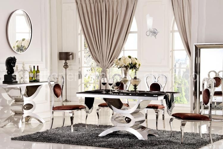 Modern Dining Room Set Luxury 6 Seat Dinner Table Furniture