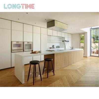 Custom White Lacquer Acrylic Finish Modular Kitchen Cabinet