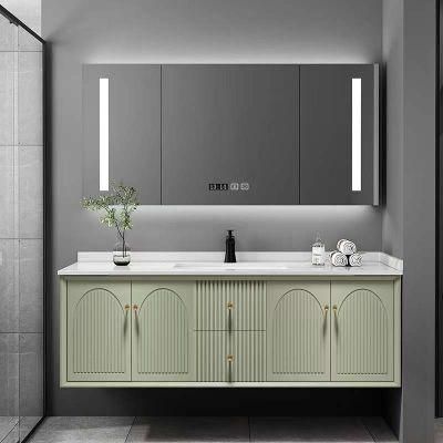 Modern Melamine Plywood Wall Mounted Bathroom Vanity Cabinet with LED Mirror