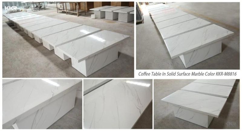 Customize White Corian Solid Surface Stone Restaurant Table