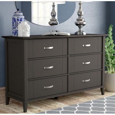 Classic Furniture Coffee Table Wooden Cabinet Black 6 Drawer Double Dresser Sideboard for Bedroom