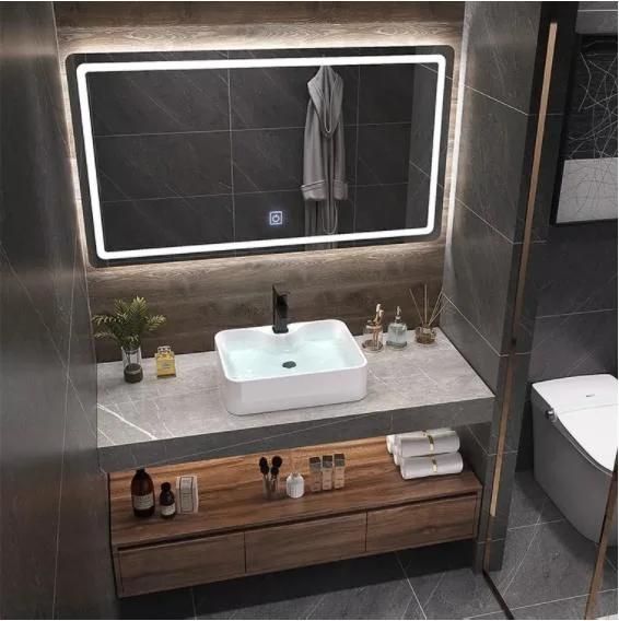 Light Luxury Toilet Rock Board Bathroom Cabinet Combination Modern Simple Hand Wash Basin Wash Basin Wash Table One Mirror Cabinet