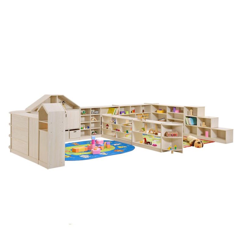 Playroom Furniture Wooden Daycare Display Cabinet, Kids Room Cabinet Children Toy Storage Cabinet, Kindergarten and Preschool Furniture Cabinet with Door