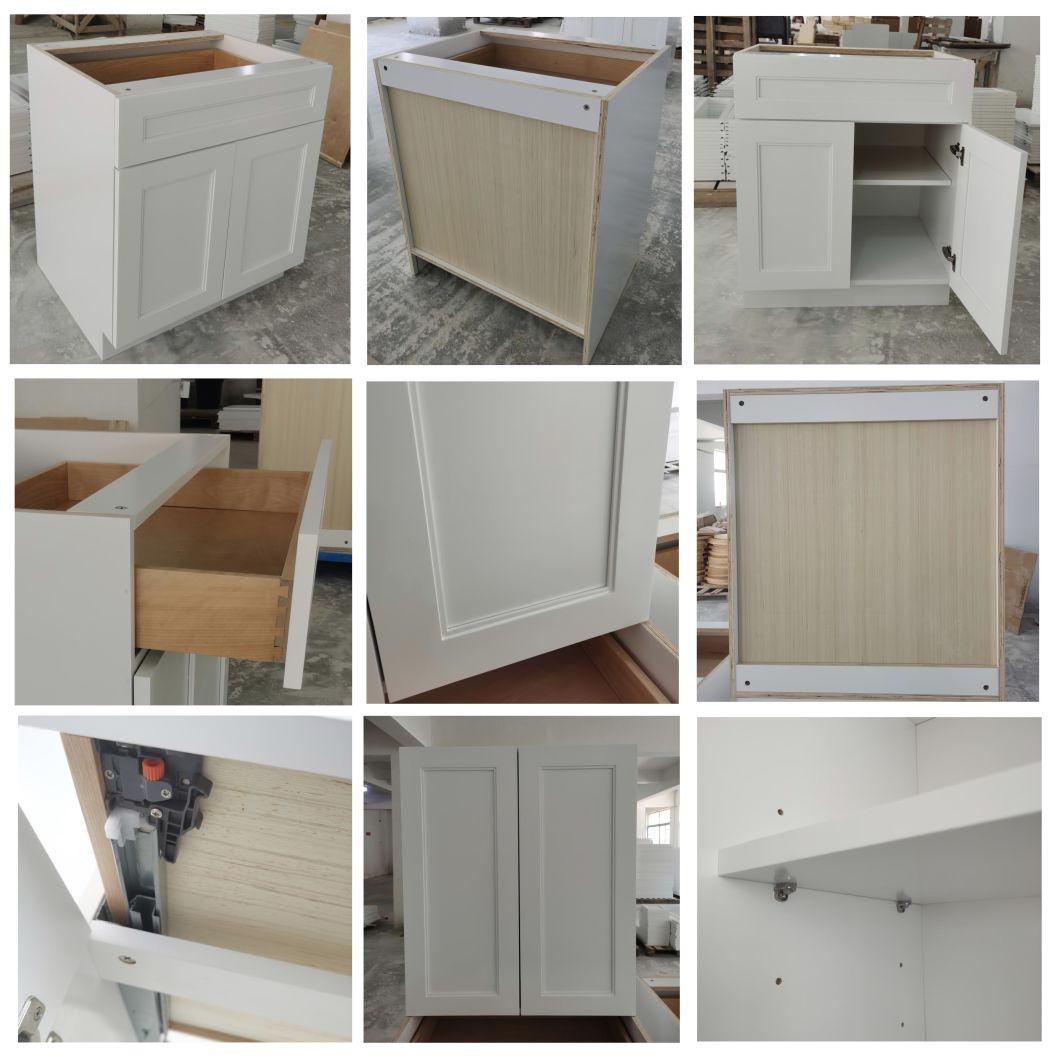 Solid Wood Plywood Customized Painted Kitchen Cupboards Base Cabinets
