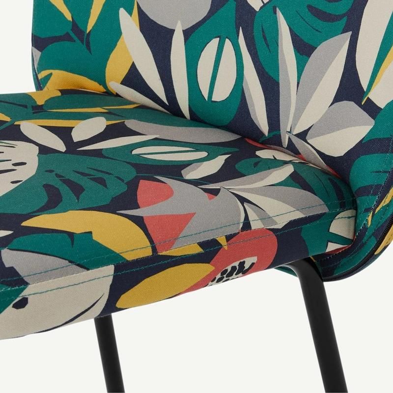 New Design Coffee Hotel Banquet Furniture Modern Flower Fabric Soft Dining Chair