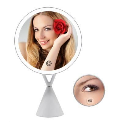 High Definition LED Makeup Mirror Ring Light Mirror 5X Magnifying Removable Mirror with Touch Sensor