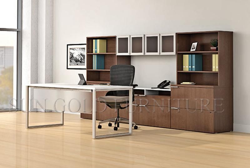 Manager Office Furniture, Modern White Desktop Steel Foot Office Desk (SZ-OD364)